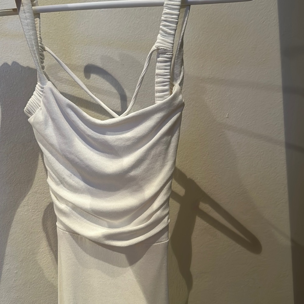 long white cross cross tie up dress - Picture 1 of 2
